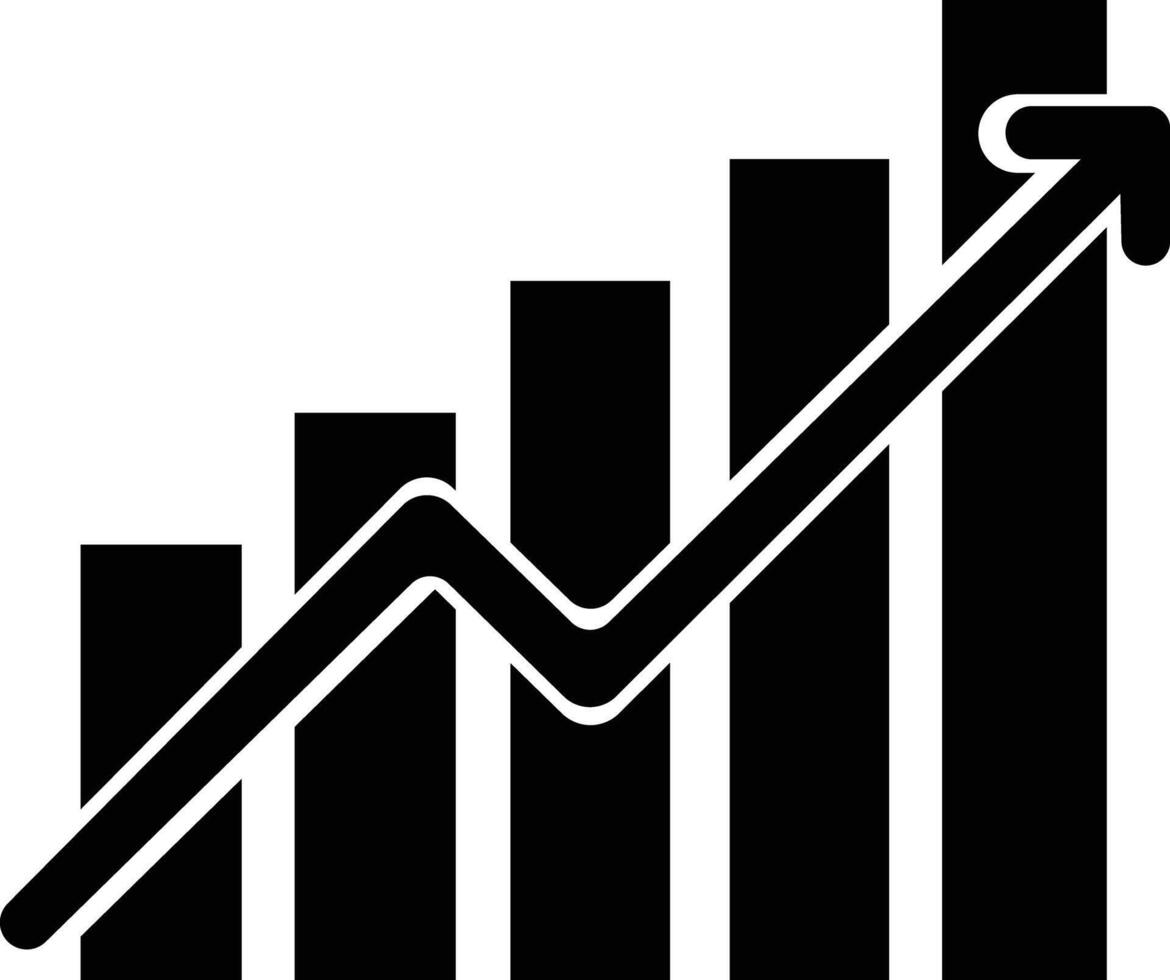 Growing graph icon . flat design pictograms isolated on a white background. black design for web apps and mobile concept. Premium quality symbols vector