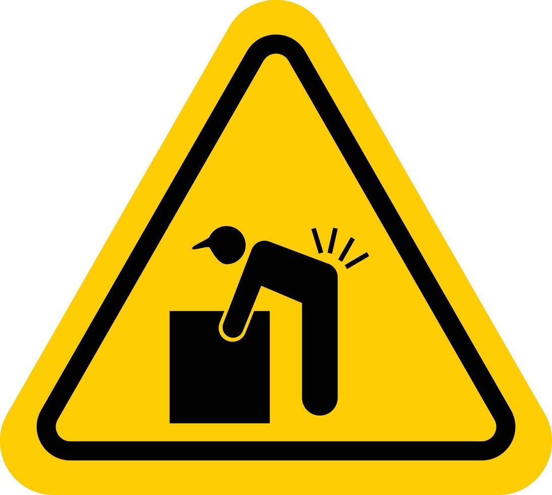 Lifting Hazard Symbol. ISO Triangle Warning Sign. isolated on white background. flat design in trendy style vector