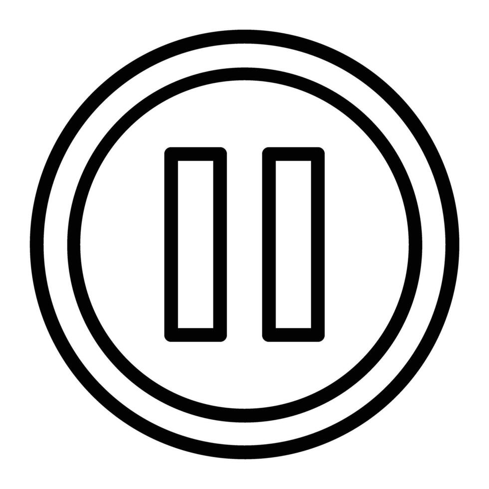 A black and white icon of a button with two lines vector