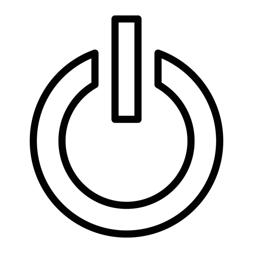 A black and white outline of a power button vector