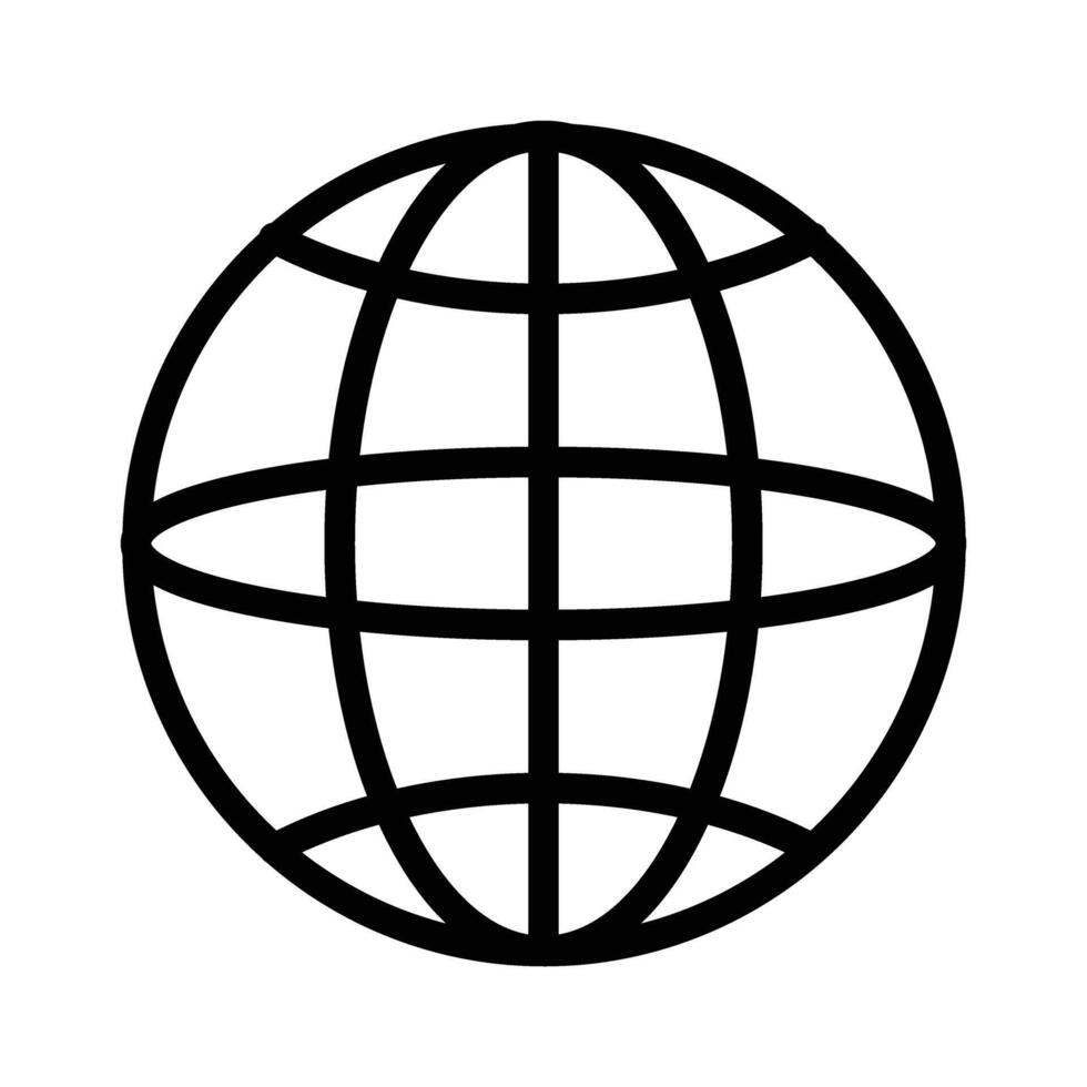 A black and white globe icon on a white background vector