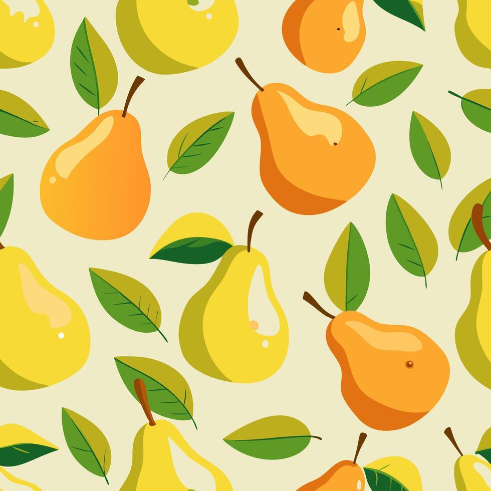 Juicy pattern of summer pears vector