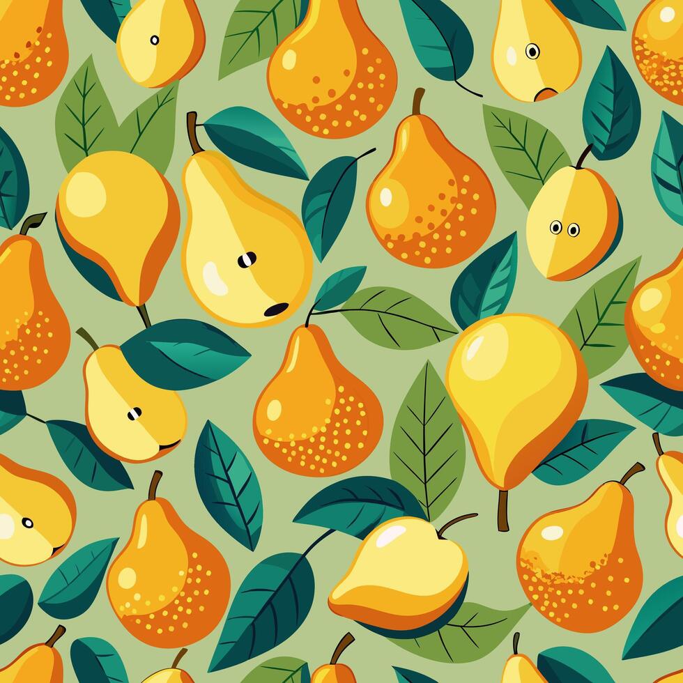Yellow pear pattern is seamless vector