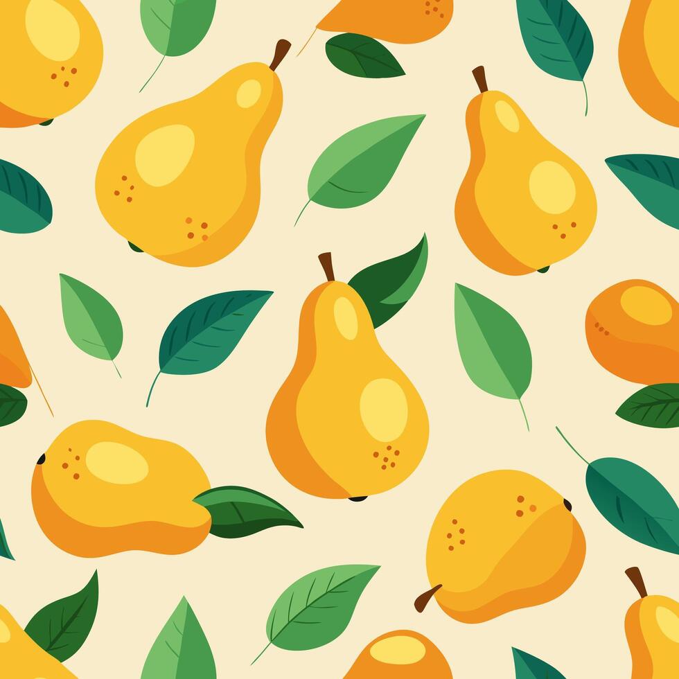The pattern of yellow pears is seamless on a beige background vector