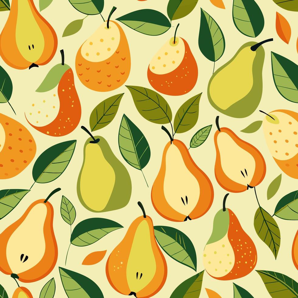 Seamless summer pattern made of beautiful mouth-watering pears vector