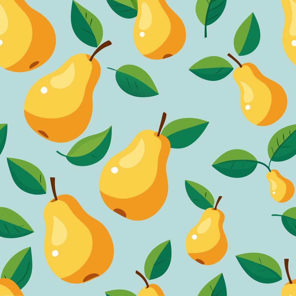 The pattern of yellow pears is seamless on a blue background vector