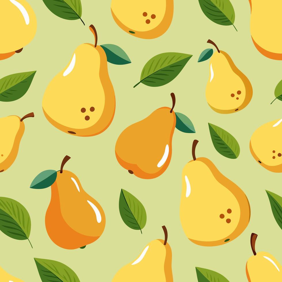 A pattern with juicy yellow pears vector