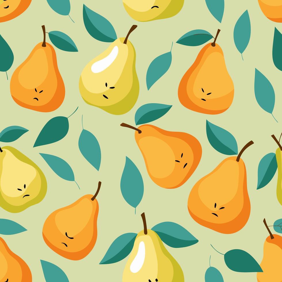 Funny pattern of angry pears vector