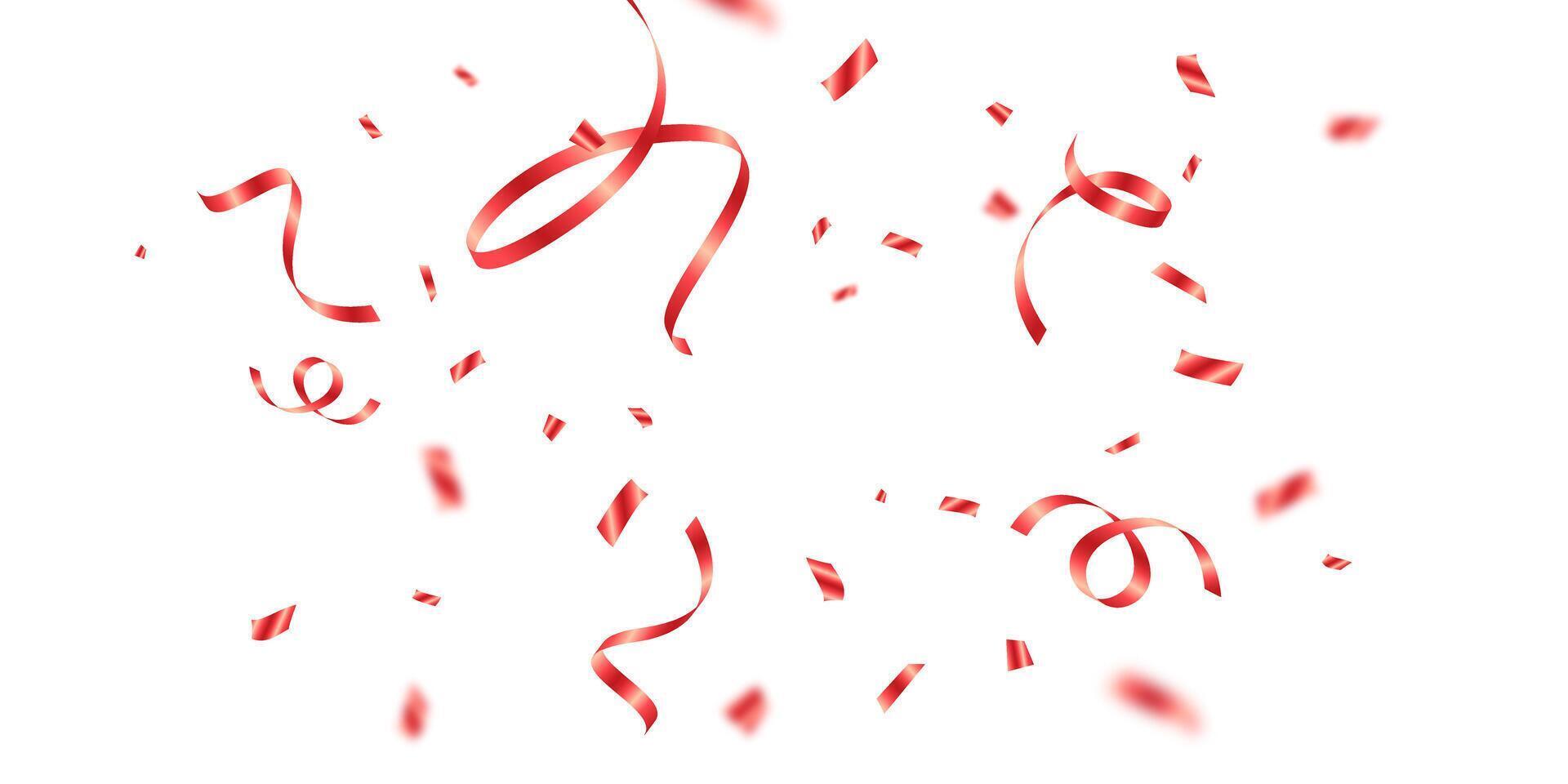 Red confetti on white background vector