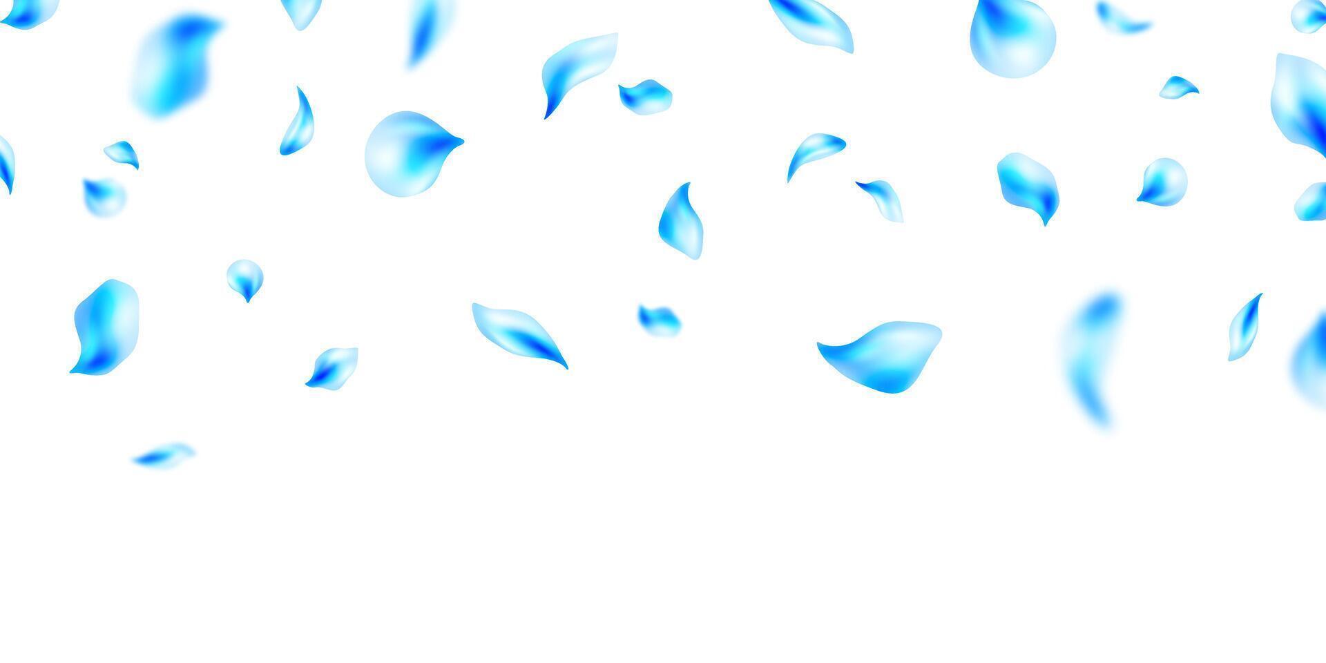 Blue petals falling from the sky on a white background vector