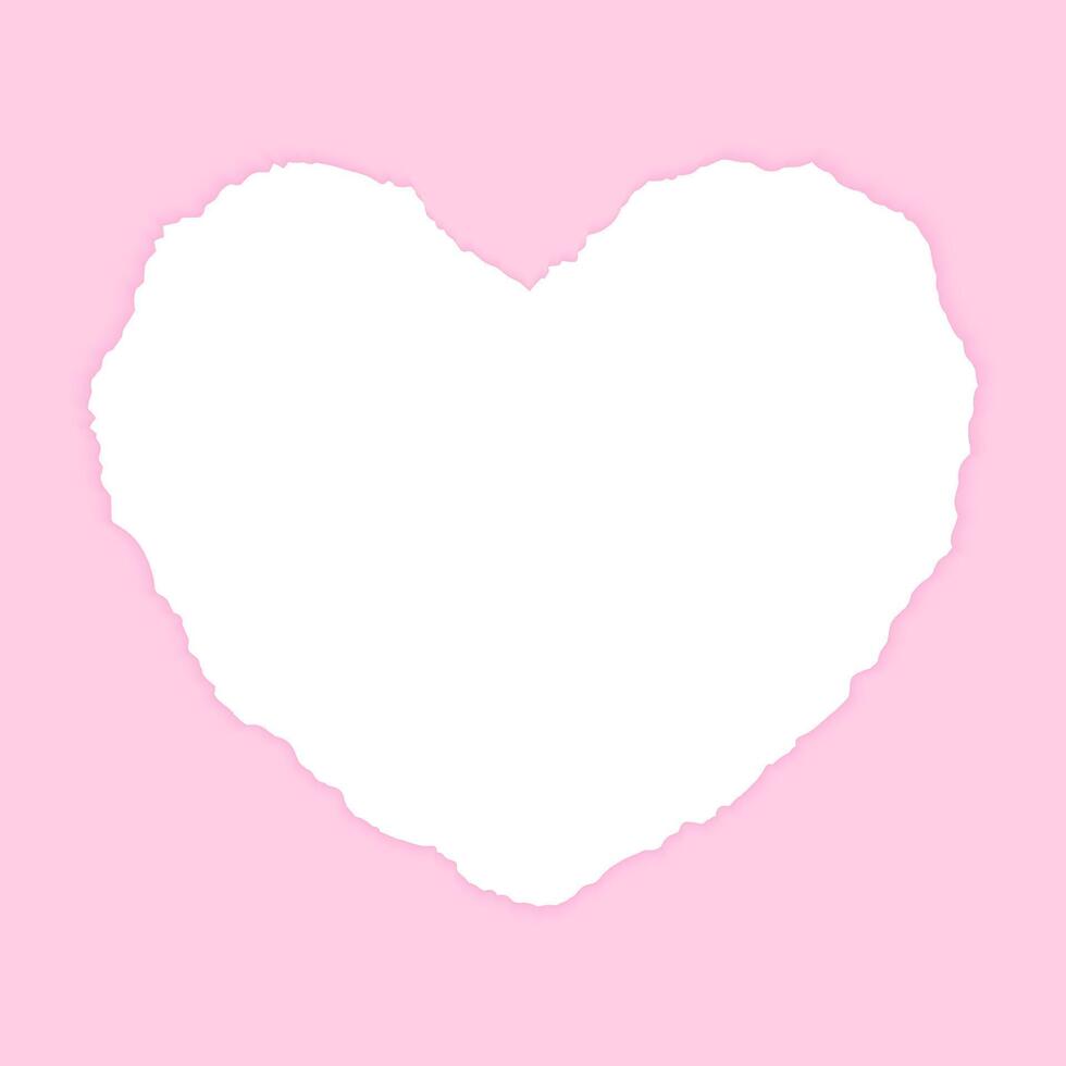 White paper heart with torn edge on pink background vector