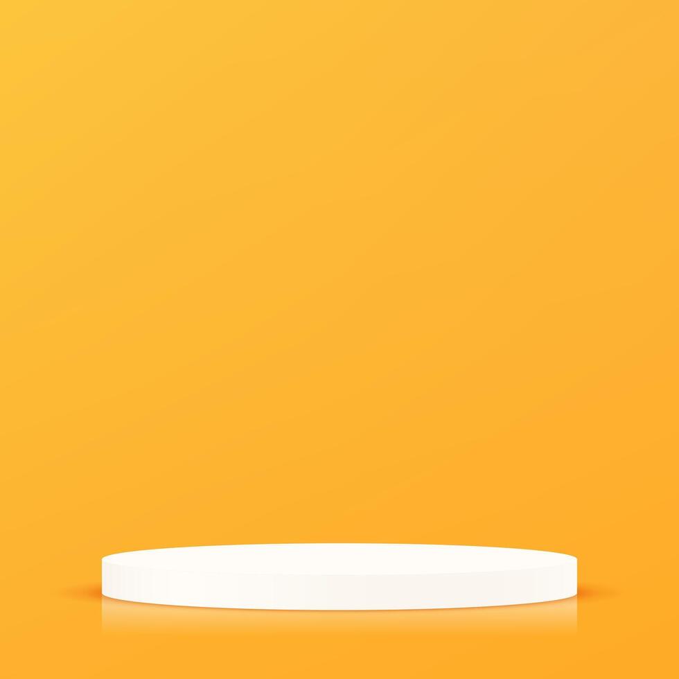Yellow background 3d with white podium. 3D abstract studio room with pedestal podium. Space for selling products on the website. illustration. vector