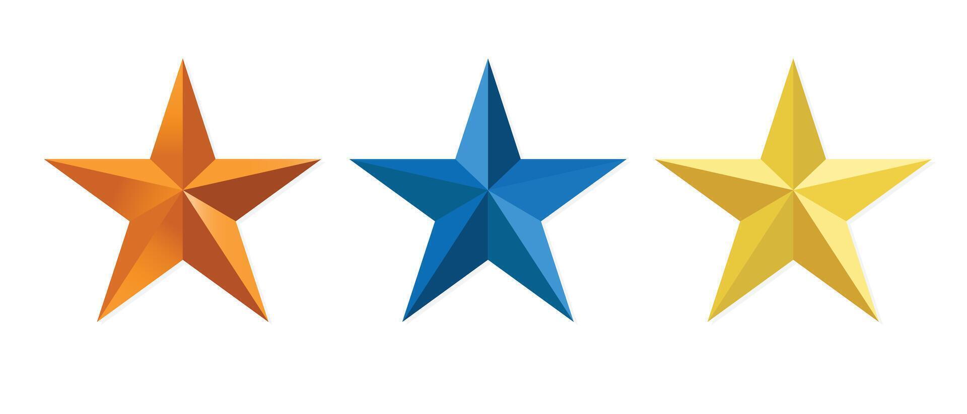 3D Metal Colored Stars for Rating Illustration. vector