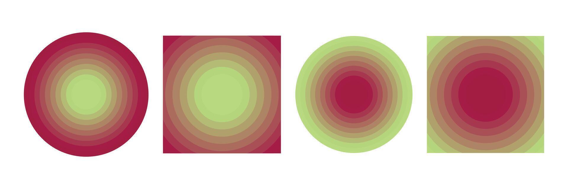 Concentric Circles Geometric Shapes with Gradient Color Transitions. vector