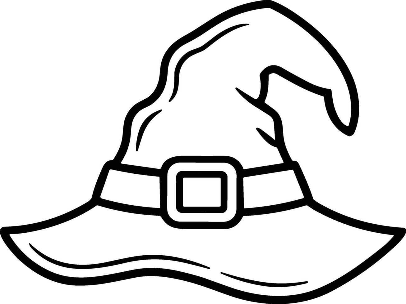 A Crumpled Witch Hat Line Art Illustration for Halloween vector