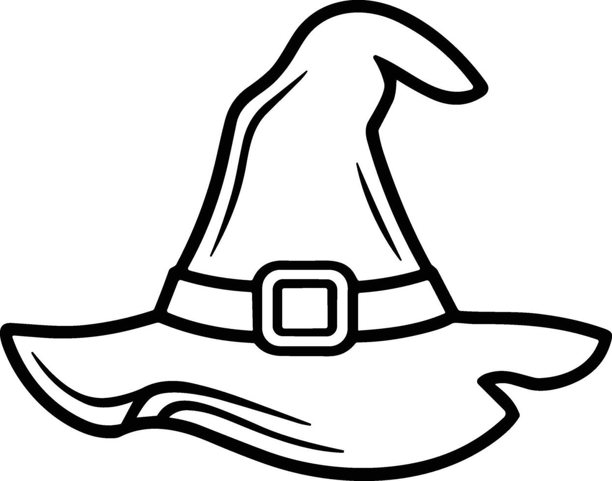 Worn Witch Hat Line Art Illustration for Halloween vector