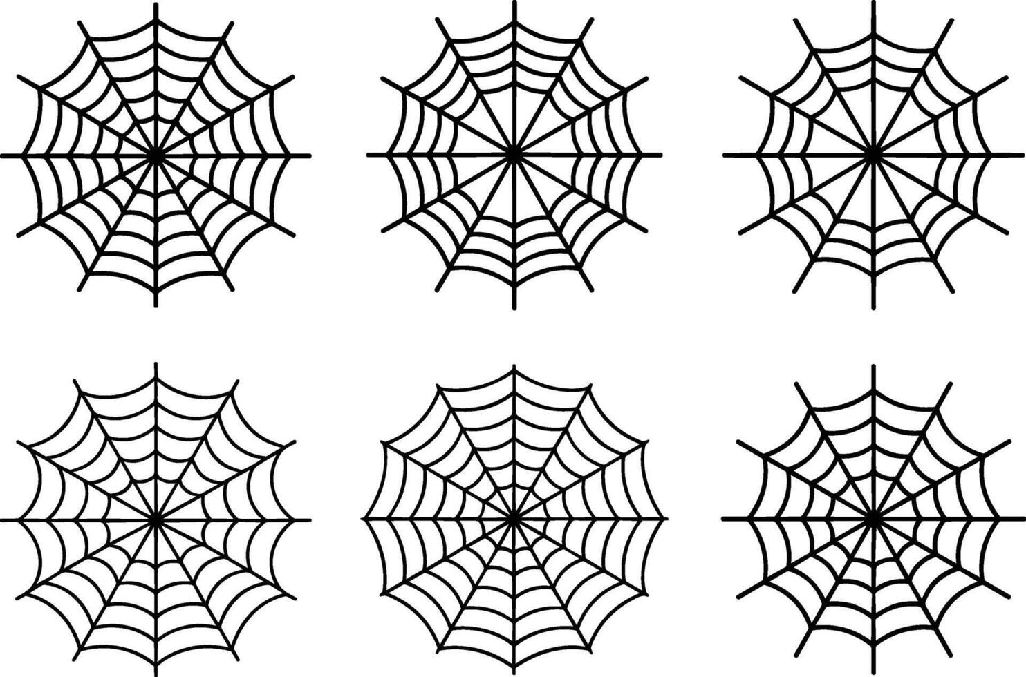 Set of Halloween Spider Webs - Spooky Black Line Art vector
