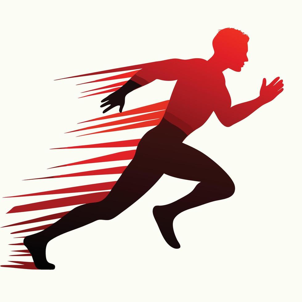 Dynamic Runner Silhouette With Motion Streaks Representing Speed And Athleticism Graphic vector