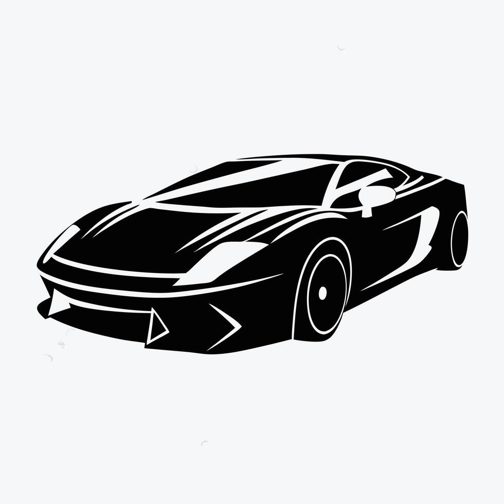 Stylish Black Car Outline Illustration For Graphic Design Projects And Print Templates vector