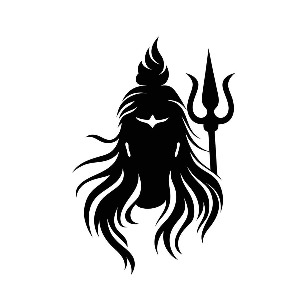 Lord Shiva Silhouette With Trident Spiritual Hindu God Illustration vector