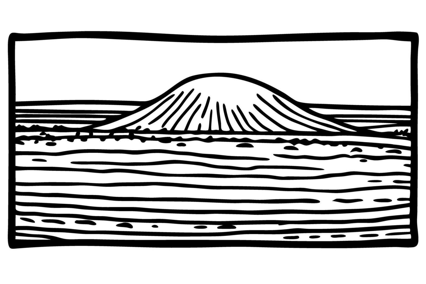 minimalist mountain landscape illustration monochrome sketch, serene lines, nature contemplation vector