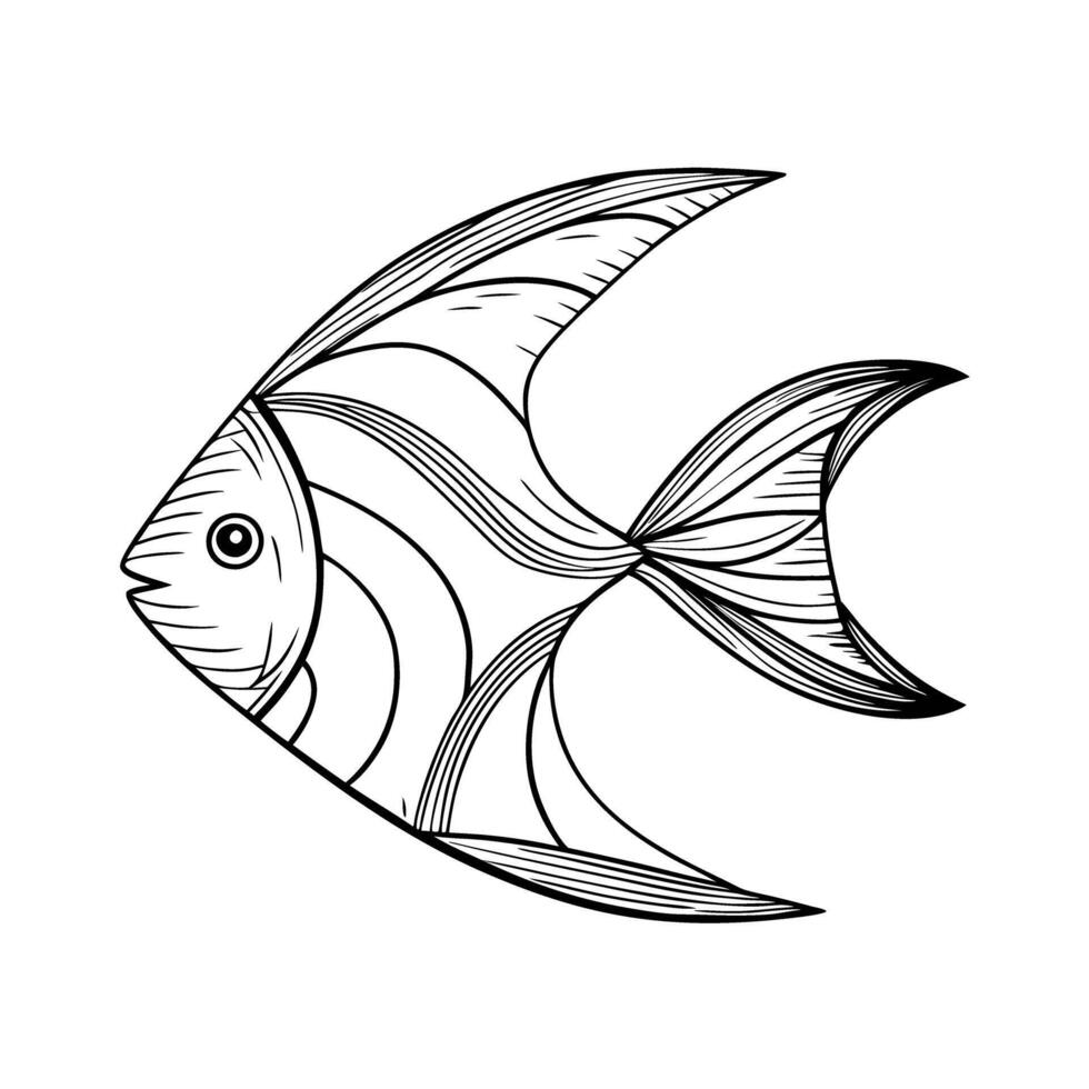 ornate fish illustration depicting intricate line artwork and aquatic design vector