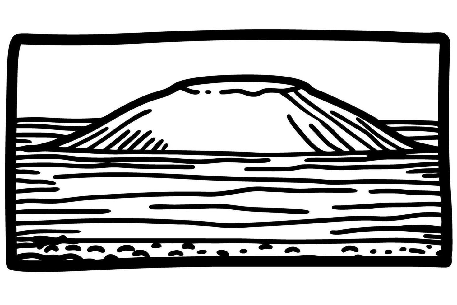 volcanic landscape illustration featuring a lone mountain in serene surroundings vector