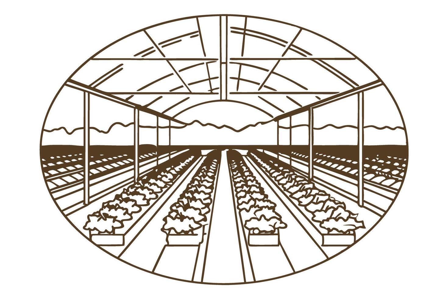 greenhouse farming illustration sustainable agriculture, modern crop production, eco friendly technology vector