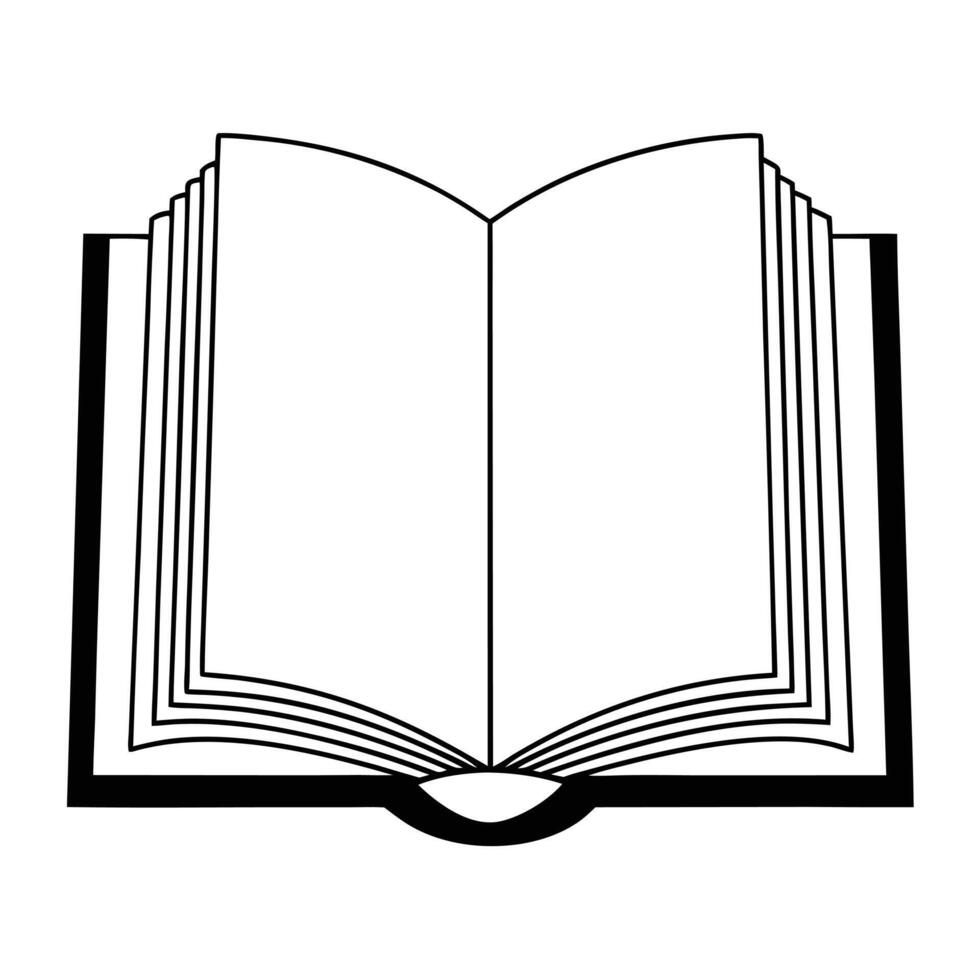 Open Book Icon Black And White Outline For Education And Storytelling Themes vector