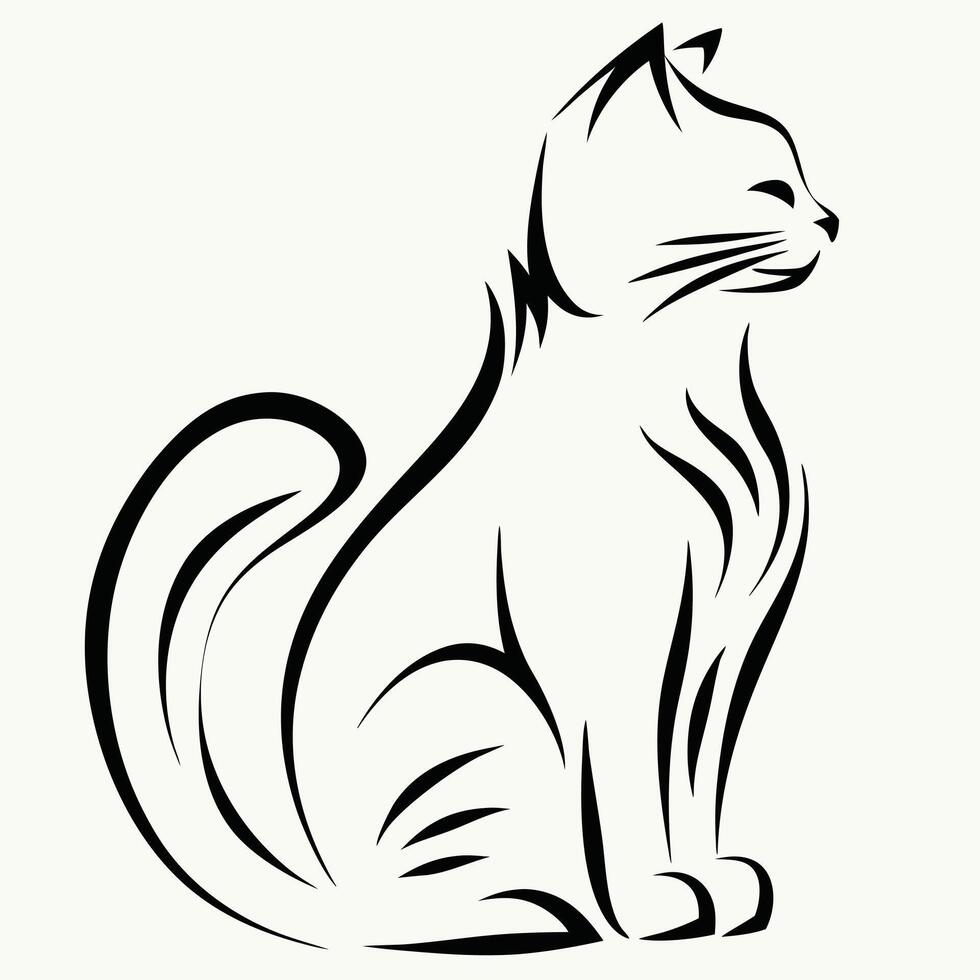 Elegant Cat Silhouette Minimalist Line Art Graphic Resource For Creative Projects vector