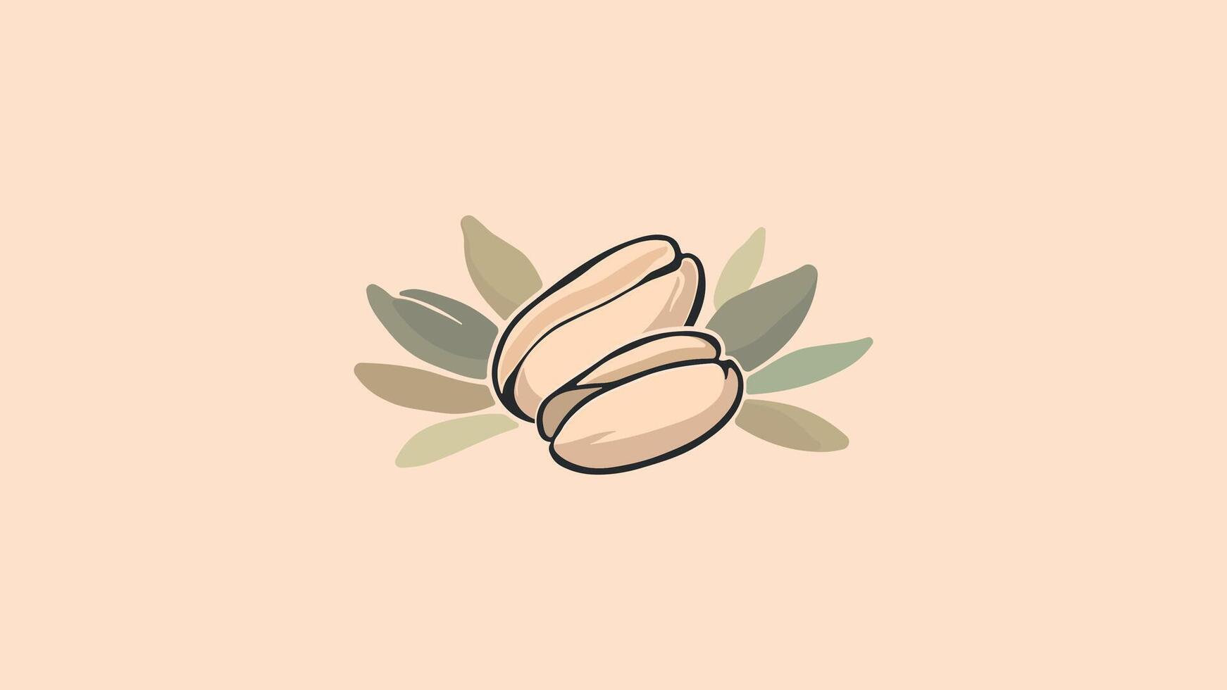 Pistachios with leaves in pastel tones on beige background vector