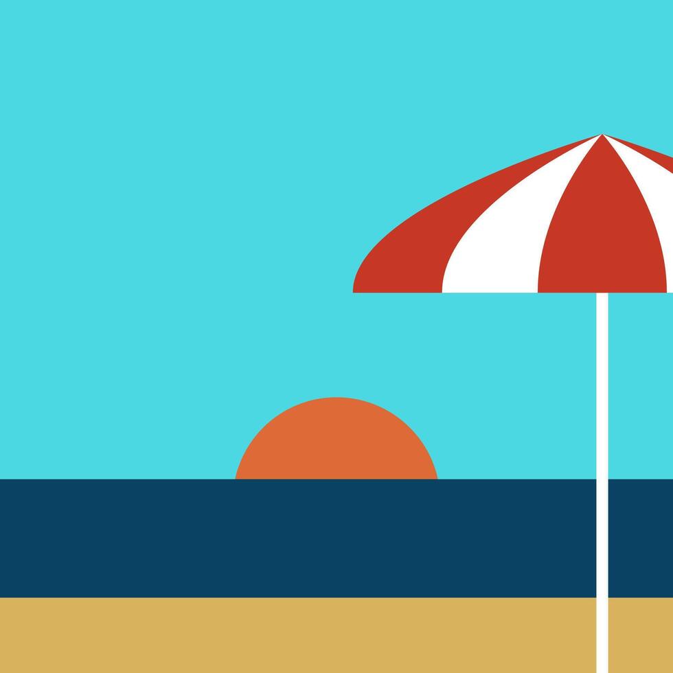 Minimalist summer beach square background vector