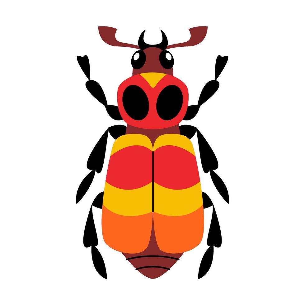 Stylized beetle with unique and colorful design. Hand drawn trendy flat style. Simple, Minimalist design, clean lines modern flat style. Ideal for nature designs or childrens illustrations vector