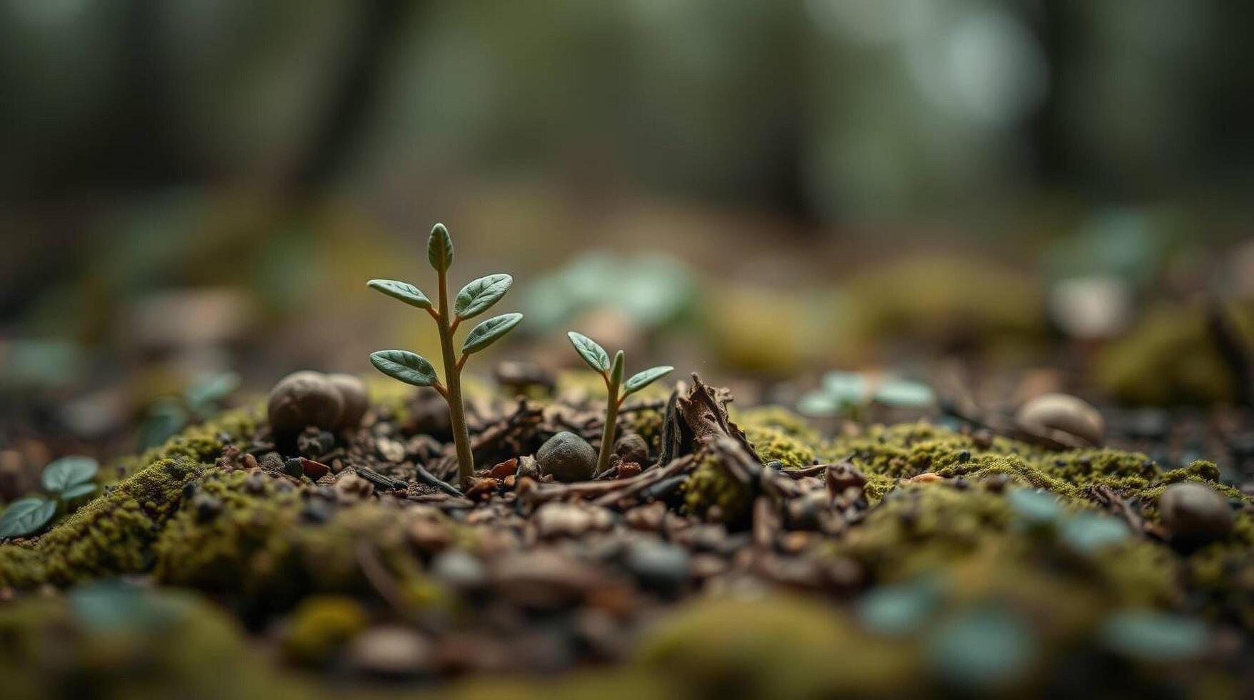 Small plants growing in the forest photo