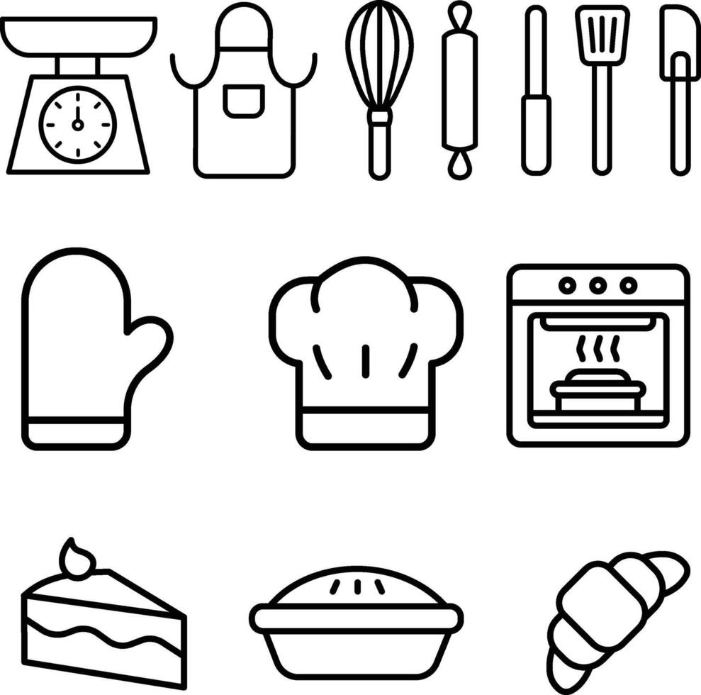 Pastry tool free baking. outline design illustrstion vector