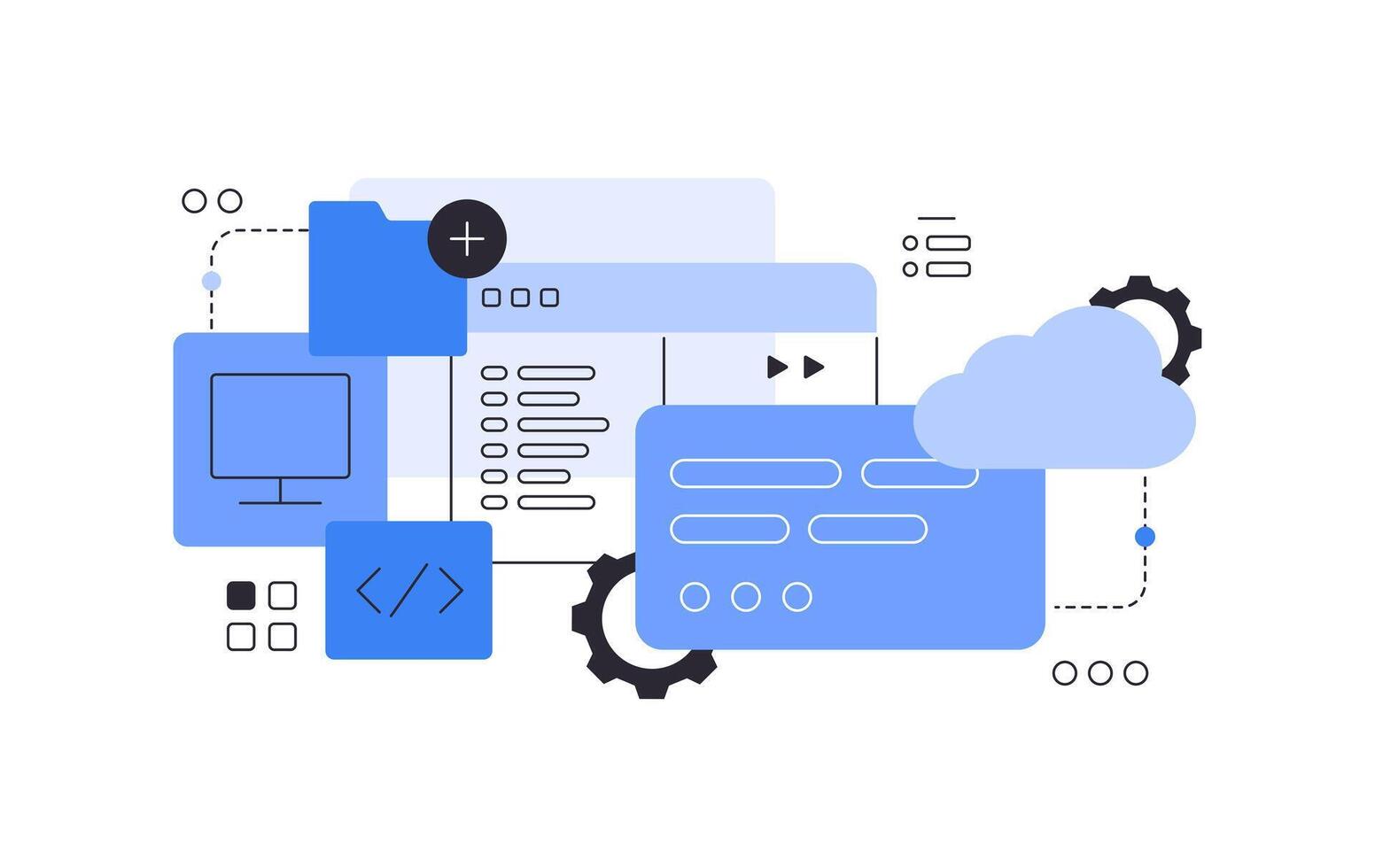 Programming and development. Flat illustration vector