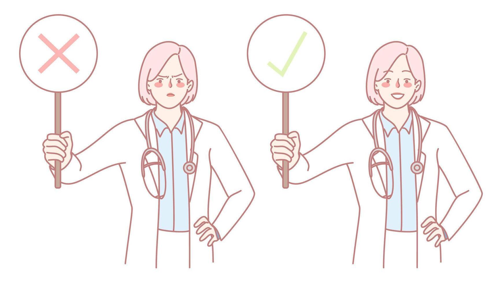 This content offers essential medical guidance on correct vs incorrect practices for quality care vector
