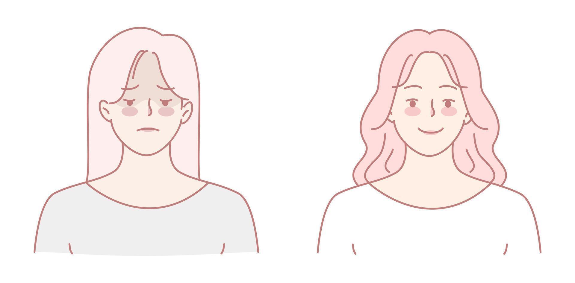 Exploring Emotional Expressions The Depths of Sadness and Joy in Creative Illustrations vector