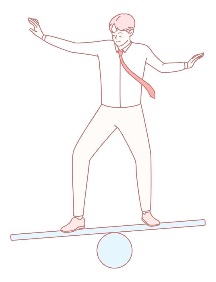 A Businessman Balancing on a Tightrope A Strong Metaphor for Risk Management in Corporates vector