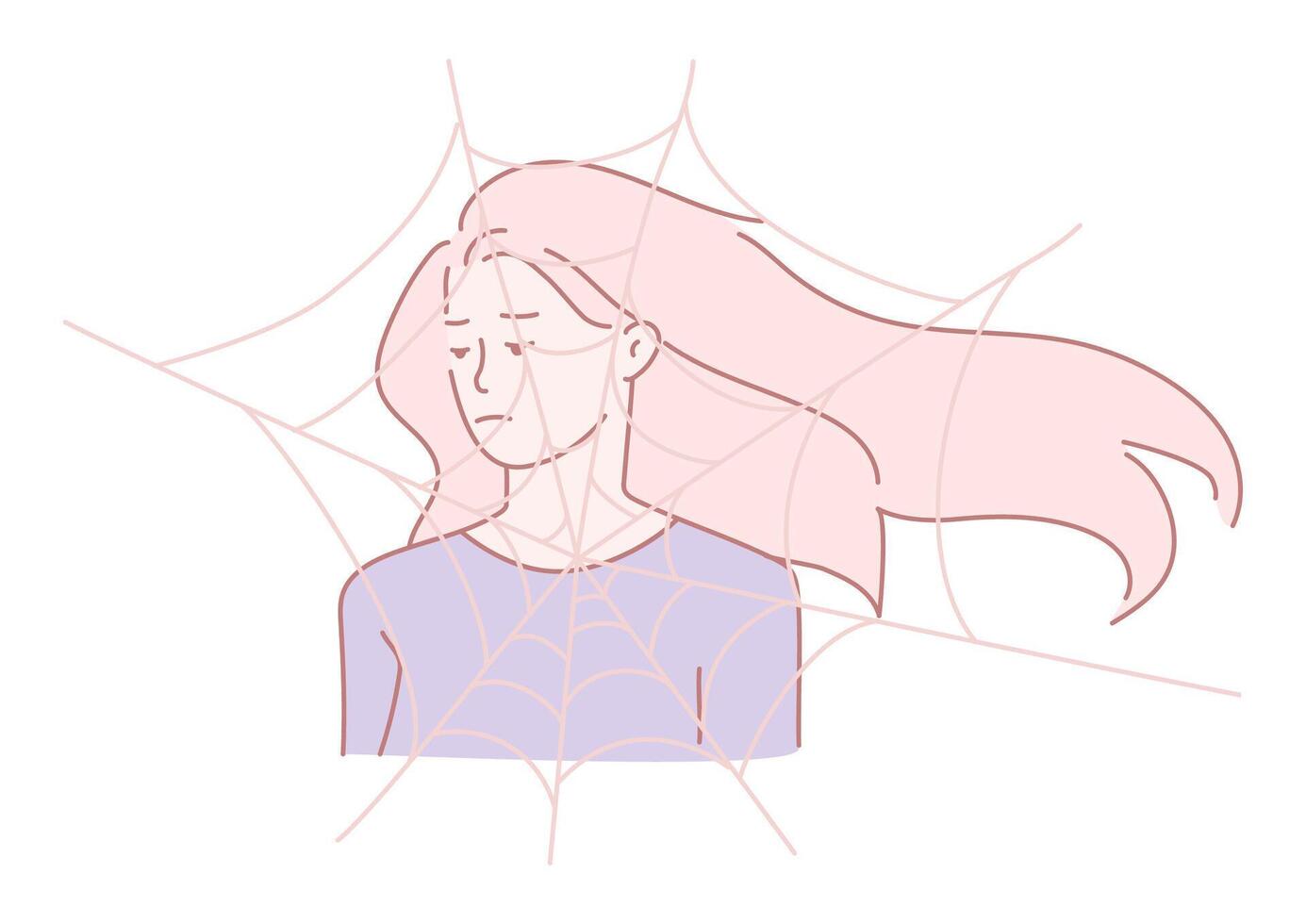 An Elegant Woman with a Beautifully Crafted Spider Web Art Design in the Background vector