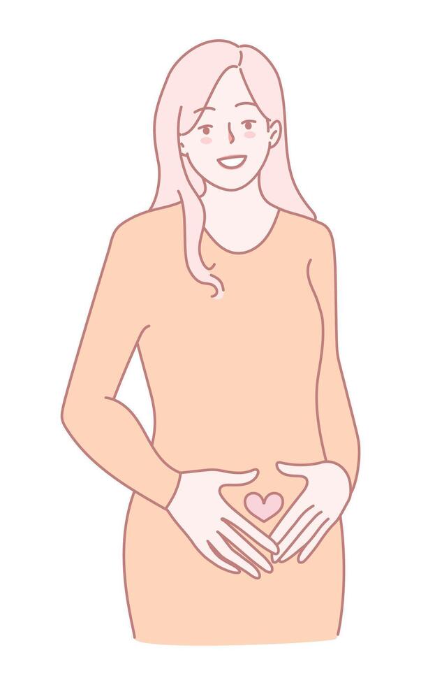 A radiant pregnant woman, creating a heartshaped gesture, symbolizes love and joy vector