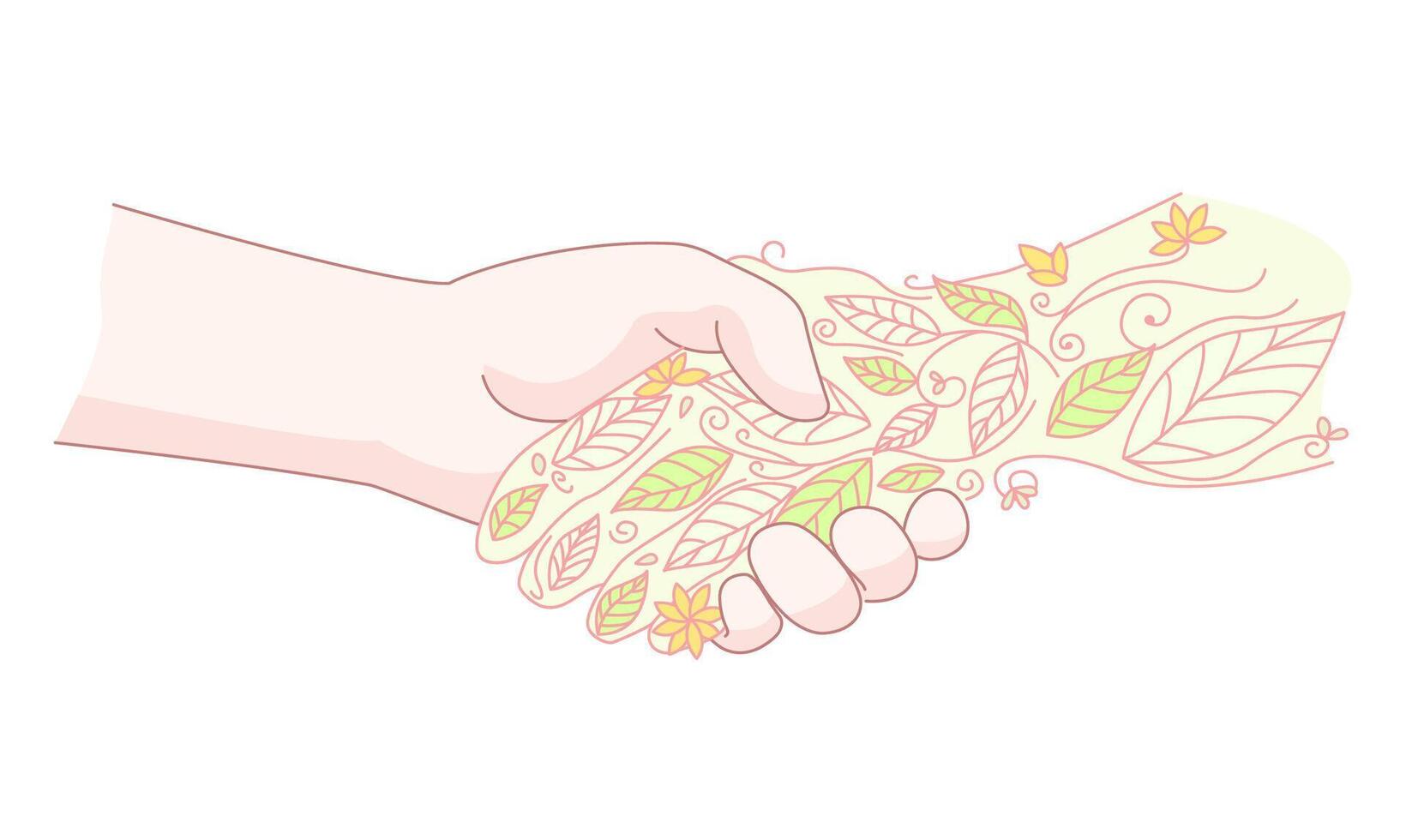 Hand Releasing Leaves and Nature Elements, embodying the essence of nature and human connection vector
