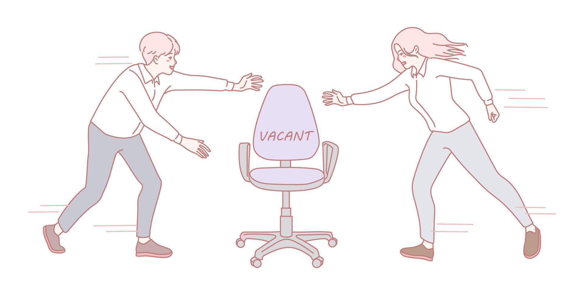 Engaging in the Amusing Battle for the Office Chair Exploring Fun Workplace Dynamics vector