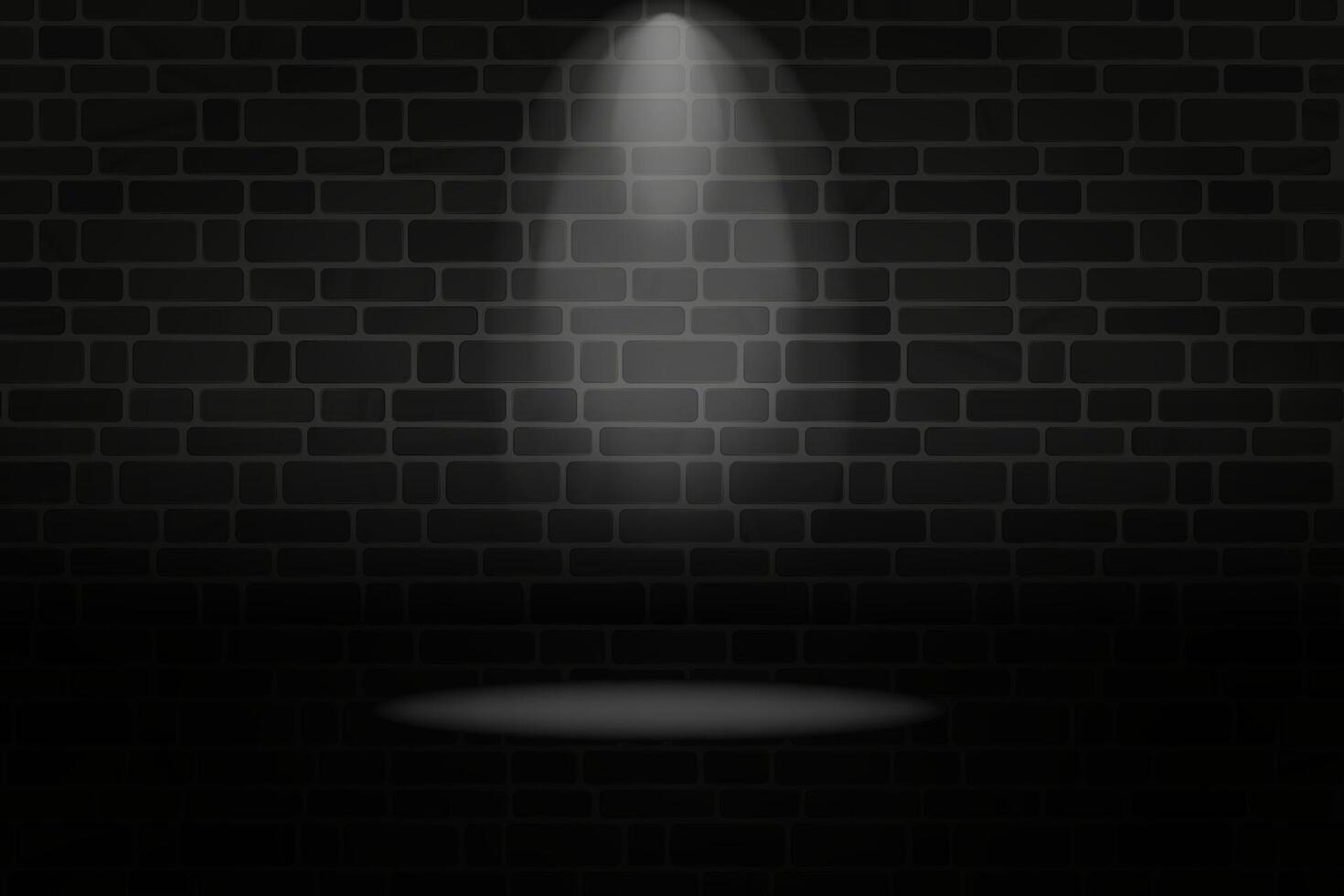 Dark brick wall illuminated by a spotlight vector