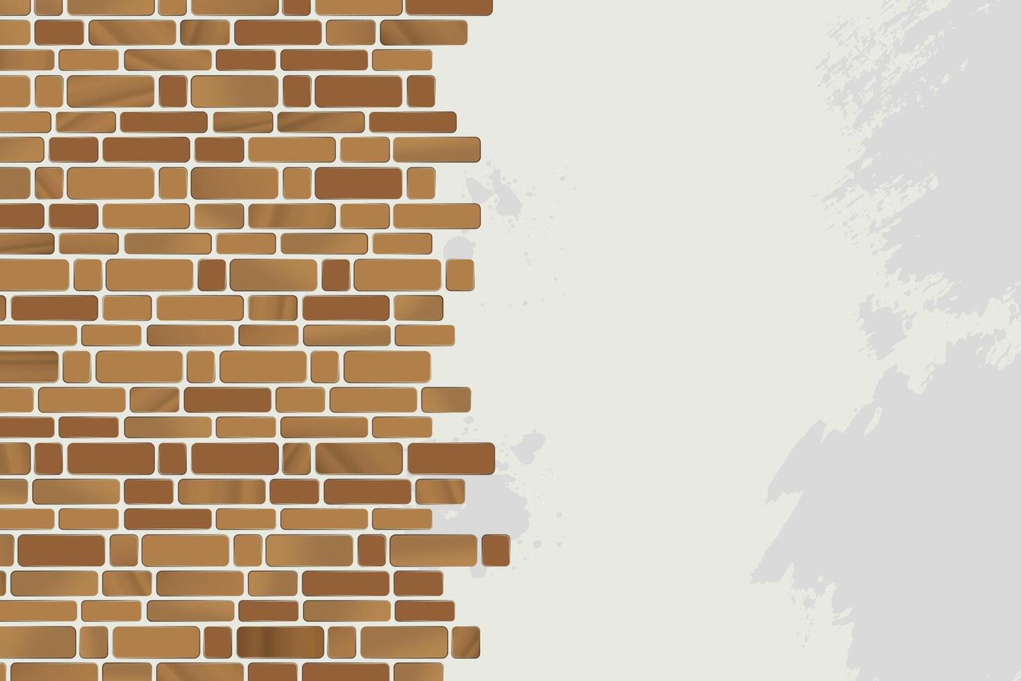 Brown bricks arranged in a staggered pattern occupy the left side of the image vector
