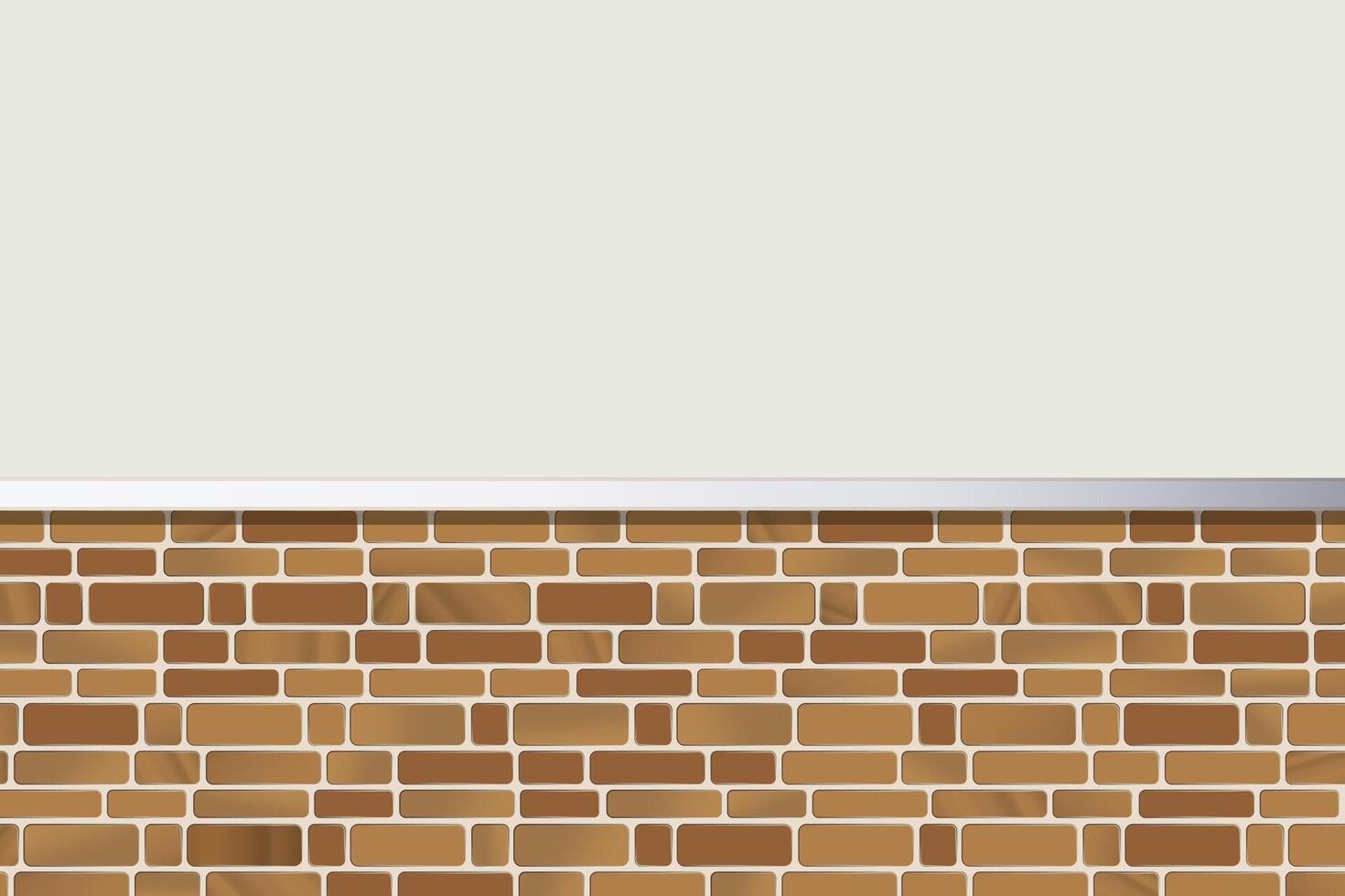 A horizontal section of a wall features neatly arranged light brown bricks with white mortar lines vector