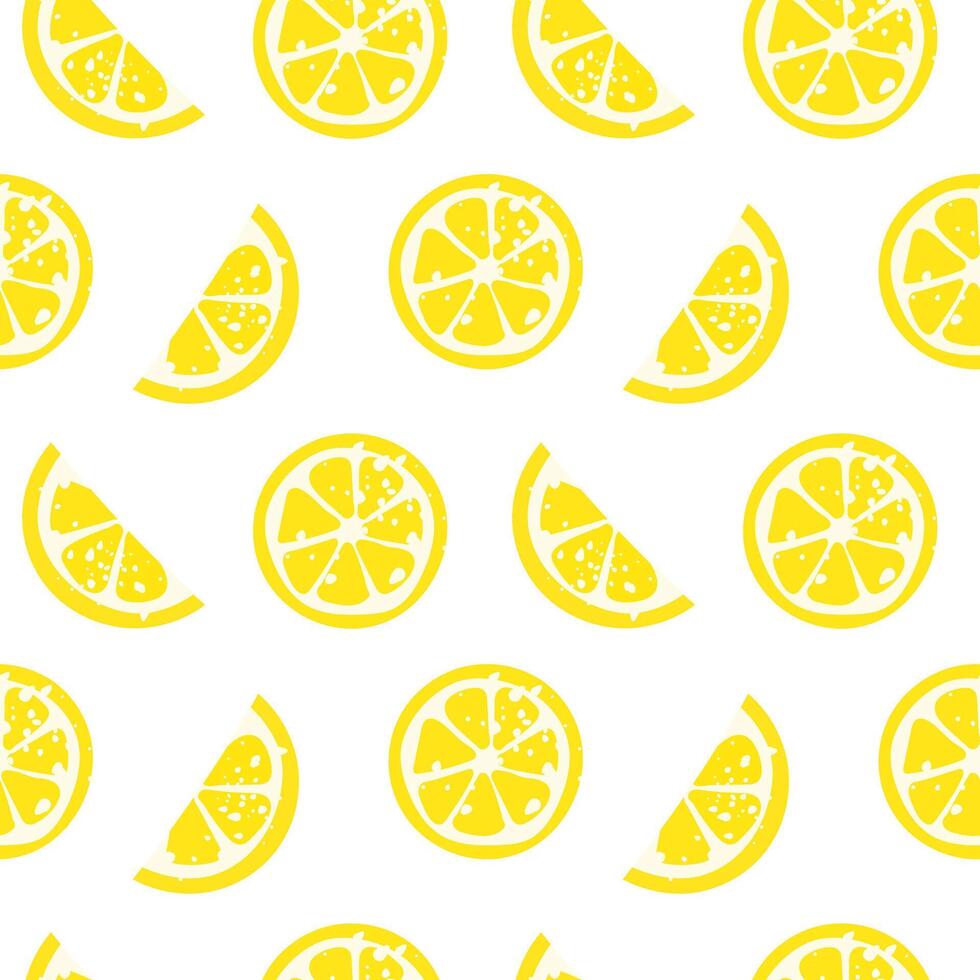 Lemon slices seamless pattern. Citrus fruit seamless pattern with modern abstract lemon slices. Hand drawn flat cartoon background. Perfect for clothing, packaging design, textile, fabric etc vector