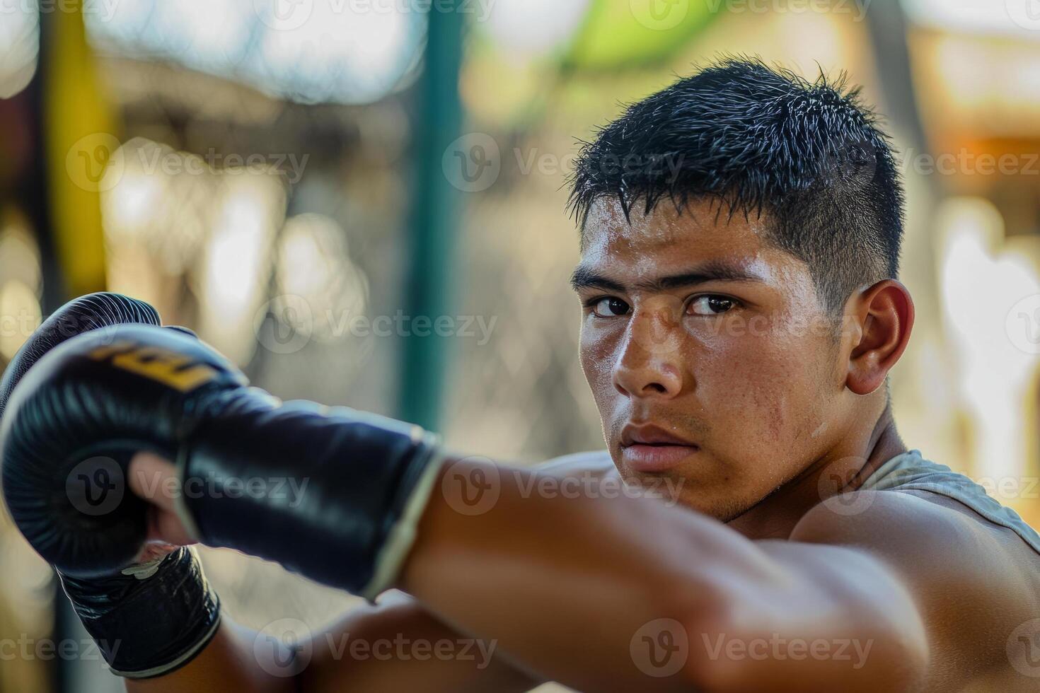 A young man in a boxing ring photo