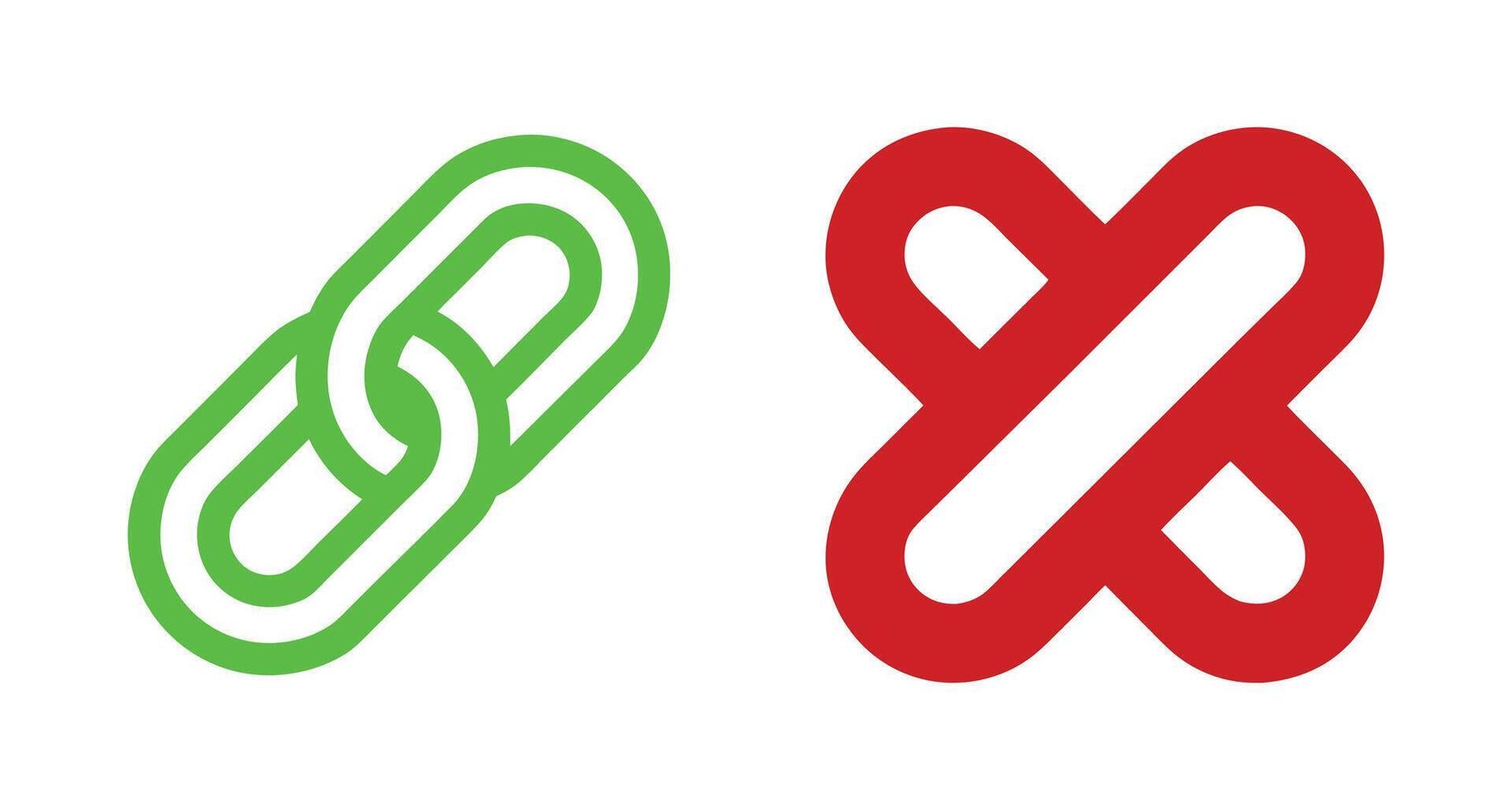 Link and Disconnect Icons for Connection, Relationship, or Severance Concepts vector