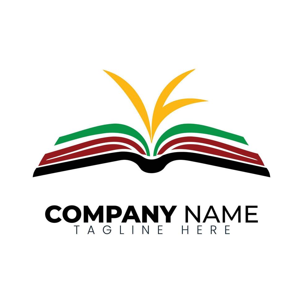 Open Book with Abstract Flame Logo for Education, Knowledge, or Creative Learning Brands vector